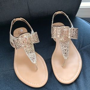 Material Girl rose gold thong strap sandal